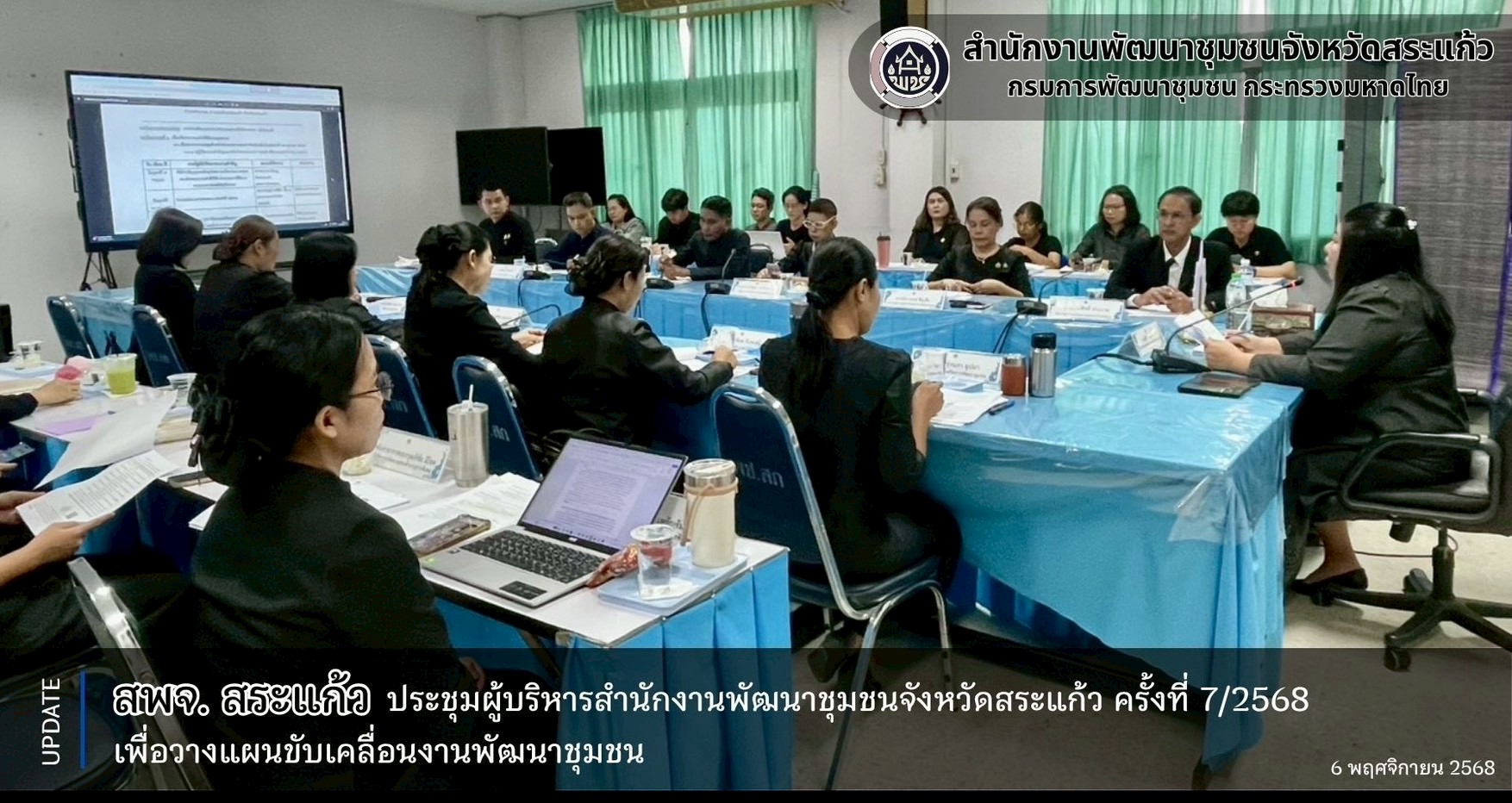 สพจ. สระแก้ว ประชุมผู้บริหารสำนักงานพัฒนาชุมชนจังหวัดสระแก้ว ครั้งที่ 7/2568 เพื่อวางแผนขับเคลื่อนงานพัฒนาชุมชน